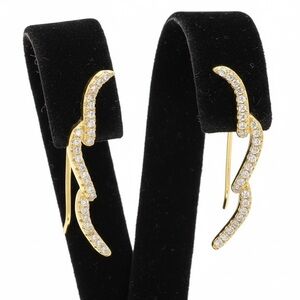 NWT Adornia Swarovski Crystal Wave Ear Climbers | 14K Gold Plated